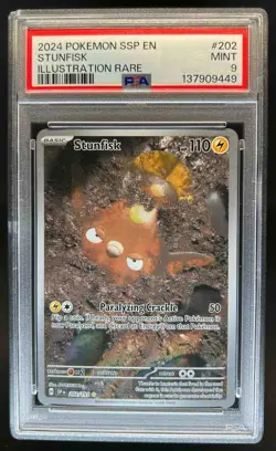 2024 Pokemon Surging Sparks Stunfisk #202/191 PSA 9 - Image 1