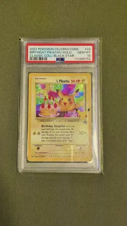 Pokemon Birthday Pikachu Celebrations Classic Collection Holo 24/53 PSA 10 - Image 1