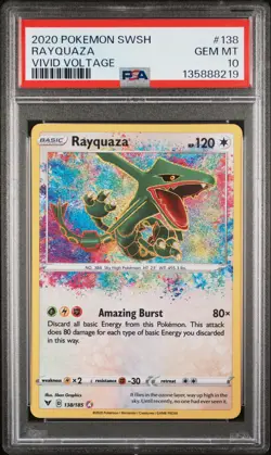 2020 POKEMON SWORD & SHIELD VIVID VOLTAGE #138 RAYQUAZA PSA 10 - Image 1