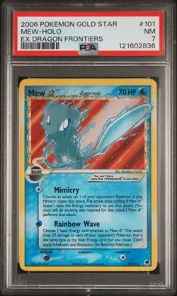 2006 POKEMON EX DRAGON FRONTIERS GOLD STAR #101 MEW-HOLO PSA 7 - Image 1