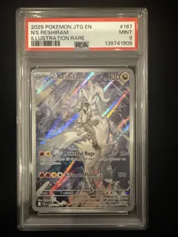 2025 Pokemon N’s Reshiram PSA 9 #167 Illustration Rare Journey Together - Image 1