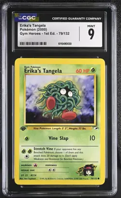 CGC MINT 9 Pokemon Erika's Tangela 79/132 2000 Gym Heroes 1st Edition - Image 1