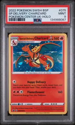 2022 POKEMON SWSH POKEMON CENTER UK #075 SPECIAL DELIVERY CHARIZARD-HOLO PSA 9 - Image 1