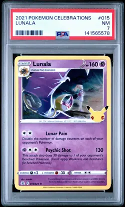 2021 POKEMON CELEBRATIONS #015 LUNALA PSA 7 - Image 1
