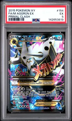 2015 POKEMON XY PRIMAL CLASH #154 FULL ART/M AGGRON EX PSA 5 - Image 1