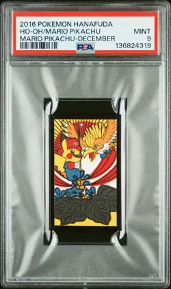2016 POKEMON HANAFUDA MARIO PIKACHU DECEMBER HO-OH/MARIO PIKACHU PSA 9 - Image 1