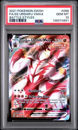 2021 POKEMON SWSH BATTLE STYLES #086 FULL ART/SINGLE STRIKE URSHIFU VMAX PSA 10 - Image 1