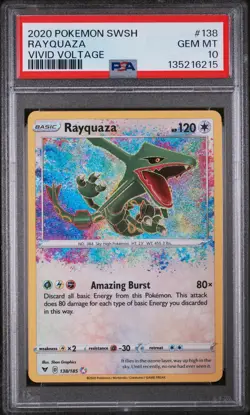 2020 POKEMON SWORD & SHIELD VIVID VOLTAGE #138 RAYQUAZA PSA 10 - Image 1