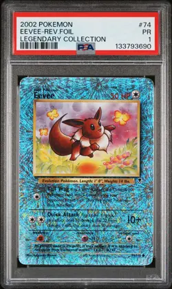 2002 POKEMON LEGENDARY COLLECTION #74 EEVEE-REVERSE FOIL PSA 1 - Image 1