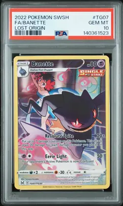 2022 POKEMON SWORD & SHIELD LOST ORIGIN #TG07 FULL ART/BANETTE PSA 10 - Image 1