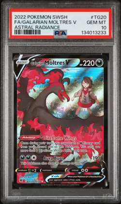 2022 POKEMON SWORD & SHIELD ASTRAL RADIANCE FULL ART/GALARIAN MOLTRES V PSA 10 - Image 1