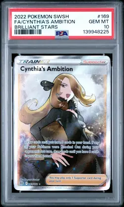 2022 POKEMON SWORD & SHIELD BRILLIANT STARS FULL ART/CYNTHIA'S AMBITION PSA 10 - Image 1
