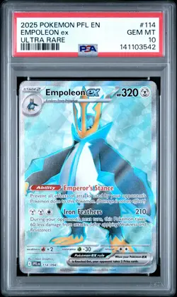 2025 POKEMON PFL EN-PHANTASMAL FLAMES ULTRA RARE #114 EMPOLEON EX PSA 10 - Image 1