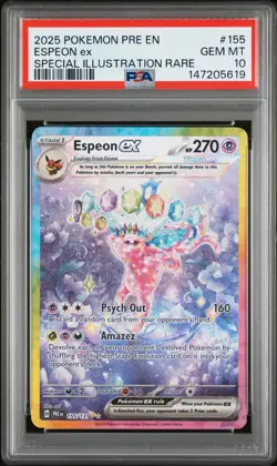 2025 POKEMON PRE EN-PRISMATIC EVOLUTIONS #155 ESPEON EX SPECIAL ILLUST PSA 10 - Image 1