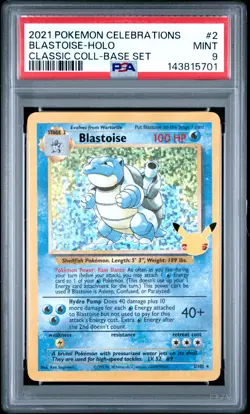2021 POKEMON CELEBRATIONS CLASSIC COLLECTION #2 BLASTOISE-HOLO PSA 9 - Image 1