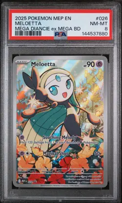 2025 POKEMON MEP PROMO DIANCIE EX MEGA BATTLE DECK #026 MELOETTA PSA 8 - Image 1