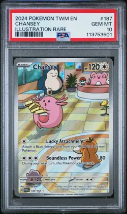 2024 POKEMON TWM EN-TWILIGHT MASQUERADE ILLUSTRATION RARE #187 CHANSEY PSA 10 - Image 1