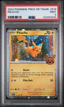 2024 POKEMON TRICK OR TRADE #018 PIKACHU PSA 9 - Image 1