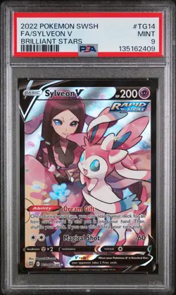2022 POKEMON SWORD & SHIELD BRILLIANT STARS #TG14 FULL ART/SYLVEON V PSA 9 - Image 1