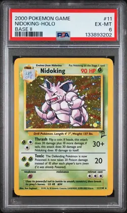 2000 POKEMON BASE SET 2 #11 NIDOKING-HOLO PSA 6 - Image 1