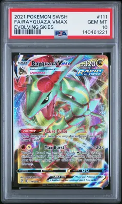 2021 POKEMON SWORD & SHIELD EVOLVING SKIES #111 FULL ART/RAYQUAZA VMAX PSA 10 - Image 1