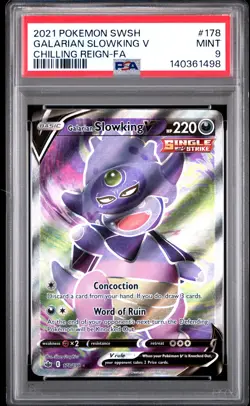 2021 POKEMON SWORD & SHIELD CHILLING REIGN FULL ART/GALARIAN SLOWKING V PSA 9 - Image 1