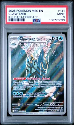 2025 POKEMON MEG EN-MEGA EVOLUTION ILLUSTRATION RARE #141 CLAWITZER PSA 9 - Image 1