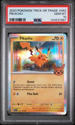 2023 POKEMON TRICK OR TRADE #062 PIKACHU PSA 10 - Image 1