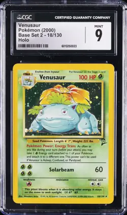 2000 POKEMON BASE SET 2 HOLO #18 VENUSAUR CGC 9 - Image 1