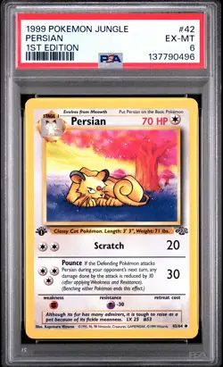 1999 POKEMON JUNGLE 1ST ED #42 PERSIAN PSA 6 - Image 1