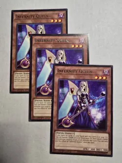 Yugioh! 3x Infernity Queen MZMU-EN048 Rare 1st Ed NM - Image 1