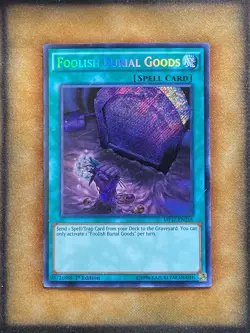 Yugioh Foolish Burial Goods MP17-EN218 Secret Rare 1st Ed MP - Image 1