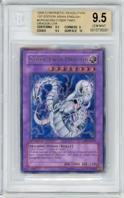 Cyber Twin Dragon CRV-AE035 Ultimate Rare 1st Edition Yugioh Bgs 9.5 Gold *081 - Image 1