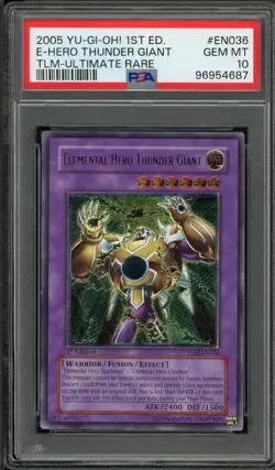 Elemental HERO Thunder Giant TLM-EN036 1st Ed Ultimate Rare EURO Yugioh PSA 10 - Image 1