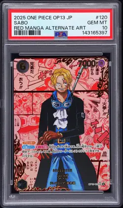 2025 ONE PIECE JPN OP13-CARRYING ON HIS WILL RED MANGA ALTERNATE ART SABO PSA 10 - Image 1