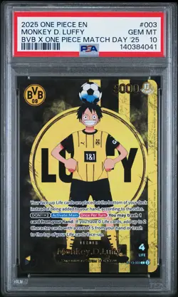2025 ONE PIECE PROMOS BVB X ONE PIECE MATCH DAY 2025 #003 MONKEY D. LUFFY PSA 10 - Image 1