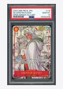 One Piece PSA10 Silvers Rayleigh Manga Alternate Art 2024 OP08-118 OP08 Japanese - Image 1