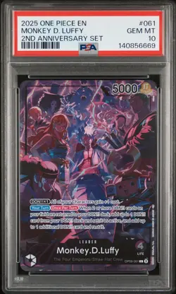 2025 ONE PIECE ENGLISH VERSION 2ND ANNIVERSARY SET #061 MONKEY D. LUFFY PSA 10 - Image 1