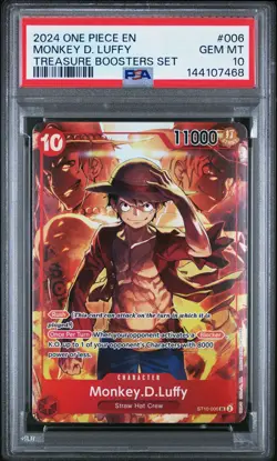 2024 ONE PIECE PROMOS TREASURE BOOSTERS SET #006 MONKEY D. LUFFY PSA 10 - Image 1