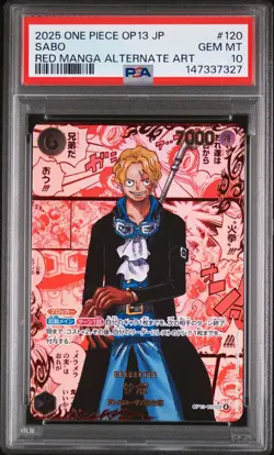 2025 ONE PIECE JPN OP13-CARRYING ON HIS WILL RED MANGA ALTERNATE ART SABO PSA 10 - Image 1