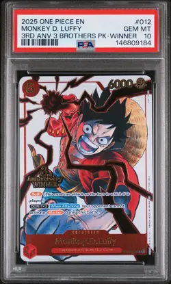2025 ONE PIECE 3RD ANV TOURNAMENT 3 BROTHERS PACK WINNER MONKEY D. LUFFY PSA 10 - Image 1