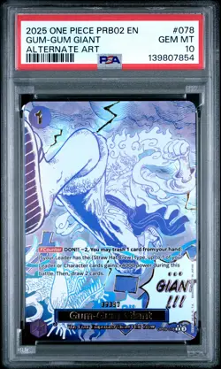 2025 ONE PIECE PRB02-PREMIUM BOOSTER ALTERNATE ART GUM-GUM GIANT PSA 10 - Image 1