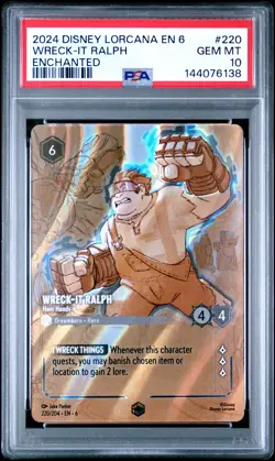 2024 DISNEY LORCANA EN 6-AZURITE SEA ENCHANTED WRECK-IT RALPH - HAM HANDS PSA 10 - Image 1