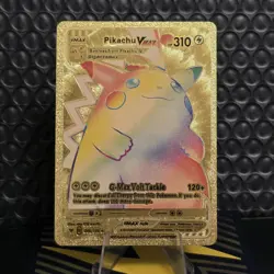 Pokemon Pikachu VMAX Gigantamax Gold Foil Fan Art Collector Card TCG Rainbow - Image 1