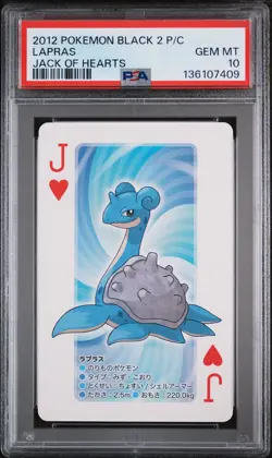 2012 POKEMON BLACK 2 PLAYING CARDS JACK OF HEARTS LAPRAS PSA 10 - Image 1