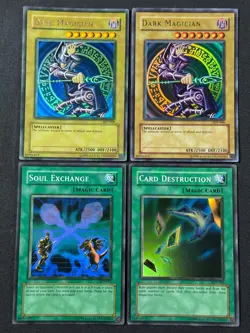 Yugioh Faded SDY-006 Set; Dark Magician, Soul Exchange, Card Destruction LP/P - Image 1