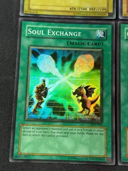 Yugioh Faded SDY-006 Set; Dark Magician, Soul Exchange, Card Destruction LP/P - Image 4