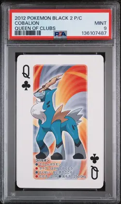 2012 POKEMON BLACK 2 PLAYING CARDS QUEEN OF CLUBS COBALION PSA 9 - Image 1