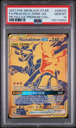 PSA 10 GEM MINT Pikachu & Zekrom GX SM248 SM Black Star PROMO Pokemon Card 560 - Image 1