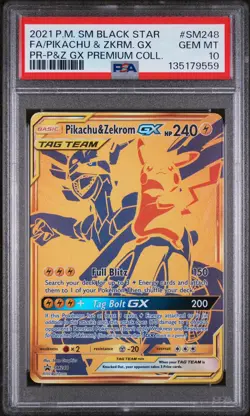 PSA 10 GEM MINT Pikachu & Zekrom GX SM248 SM Black Star PROMO Pokemon Card 559 - Image 1